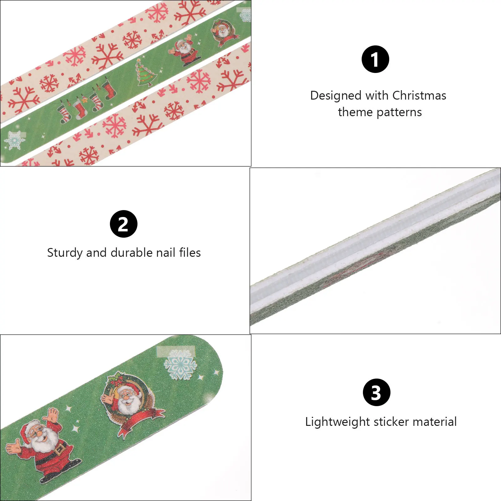 12 قطعة ملفات الأظافر حصى عيد الميلاد مانيكير أدوات باديكير للأظافر الصناعية الطبيعية تصميم فني DIY بها بنفسك في صالون المنزل استخدام ملفات عيد الميلاد #5