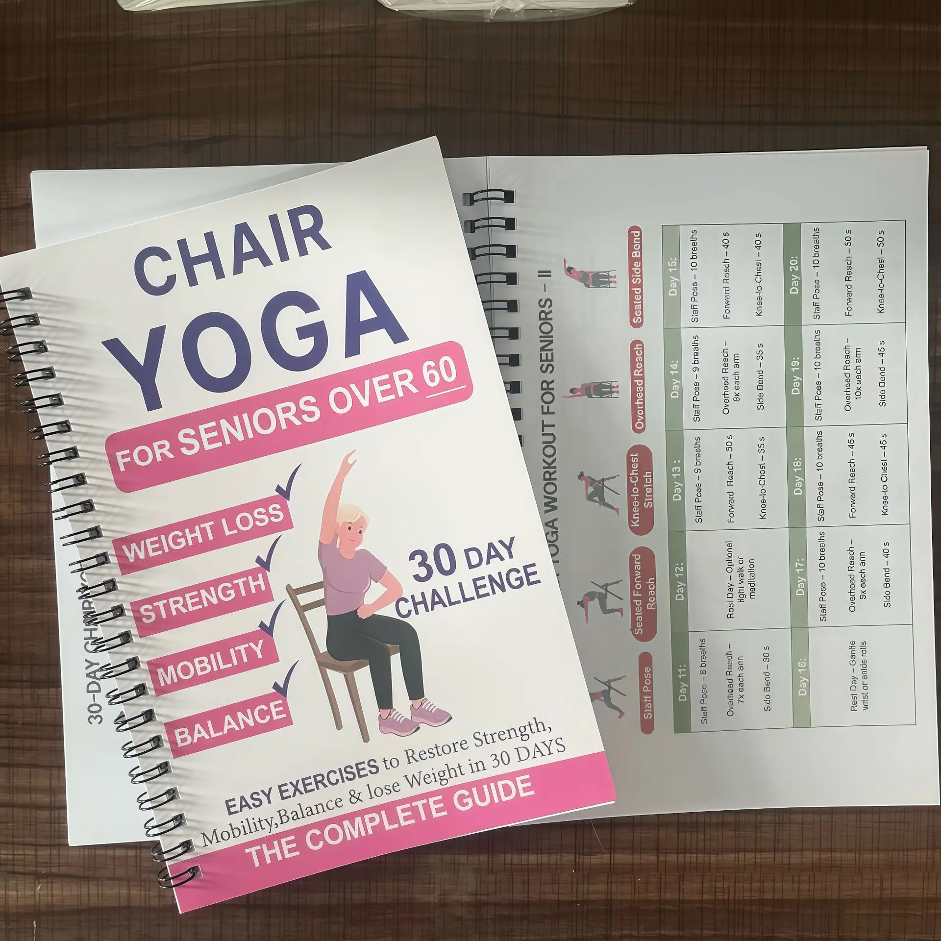 

30 Day Yoga Guide for the Elderly, Planning Book, Memoirs, Coil Book