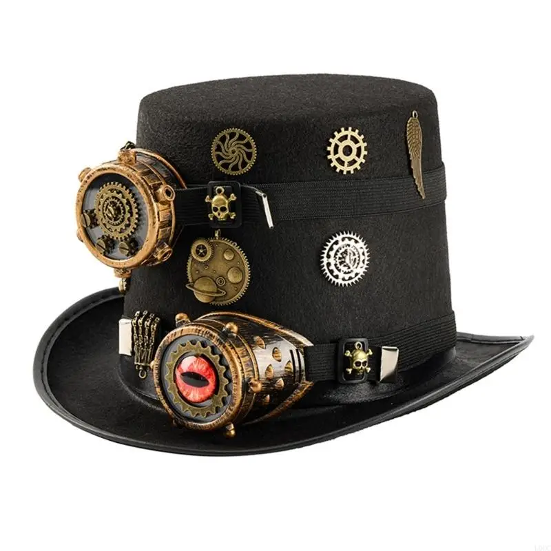 

Steampunk Hat With Goggles And Chain Detail Vintage Styles Gothic Headwear Halloween Theme Party Hat For Adults Y166