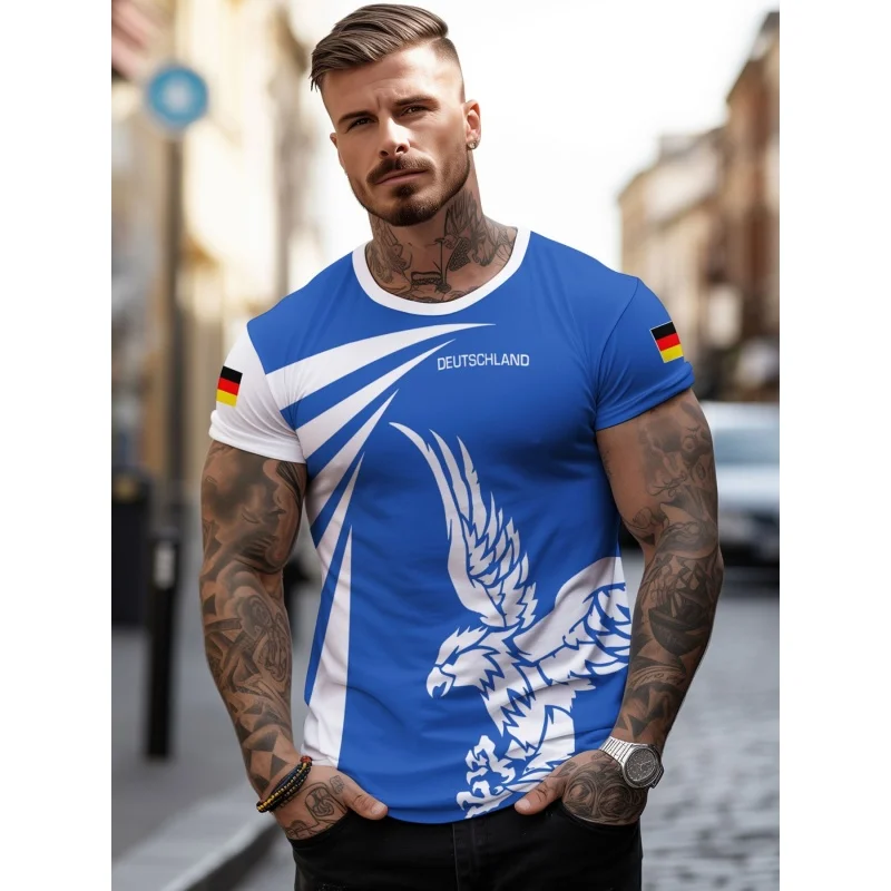 3D Printed Football Uniform Germany T-Shirt For Men German Flag Pattern Tees Summer O-Neck Tops Unisex T Shirts Short Sleeves