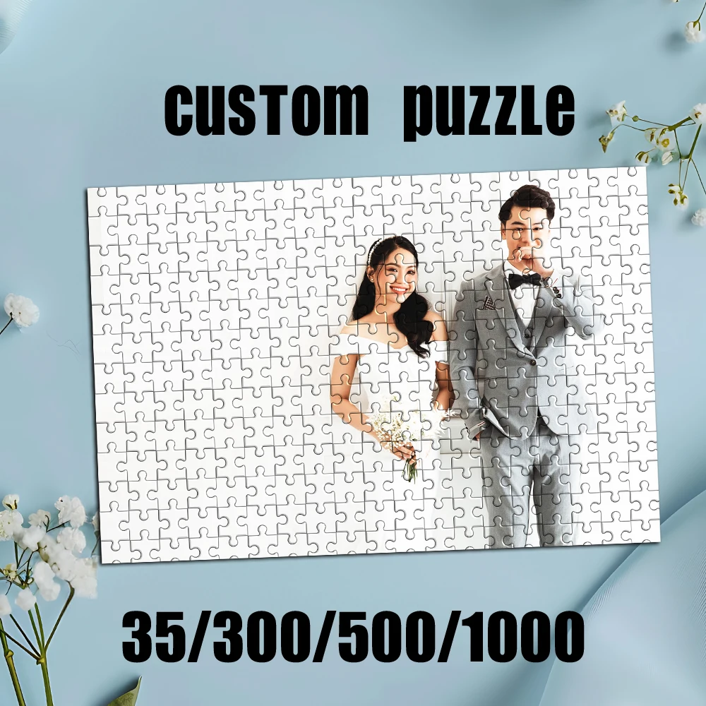 35/300pcs  couple Customized Photo Personalised Decompression Puzzles Customizable Poster For Kids Toy Educational toys