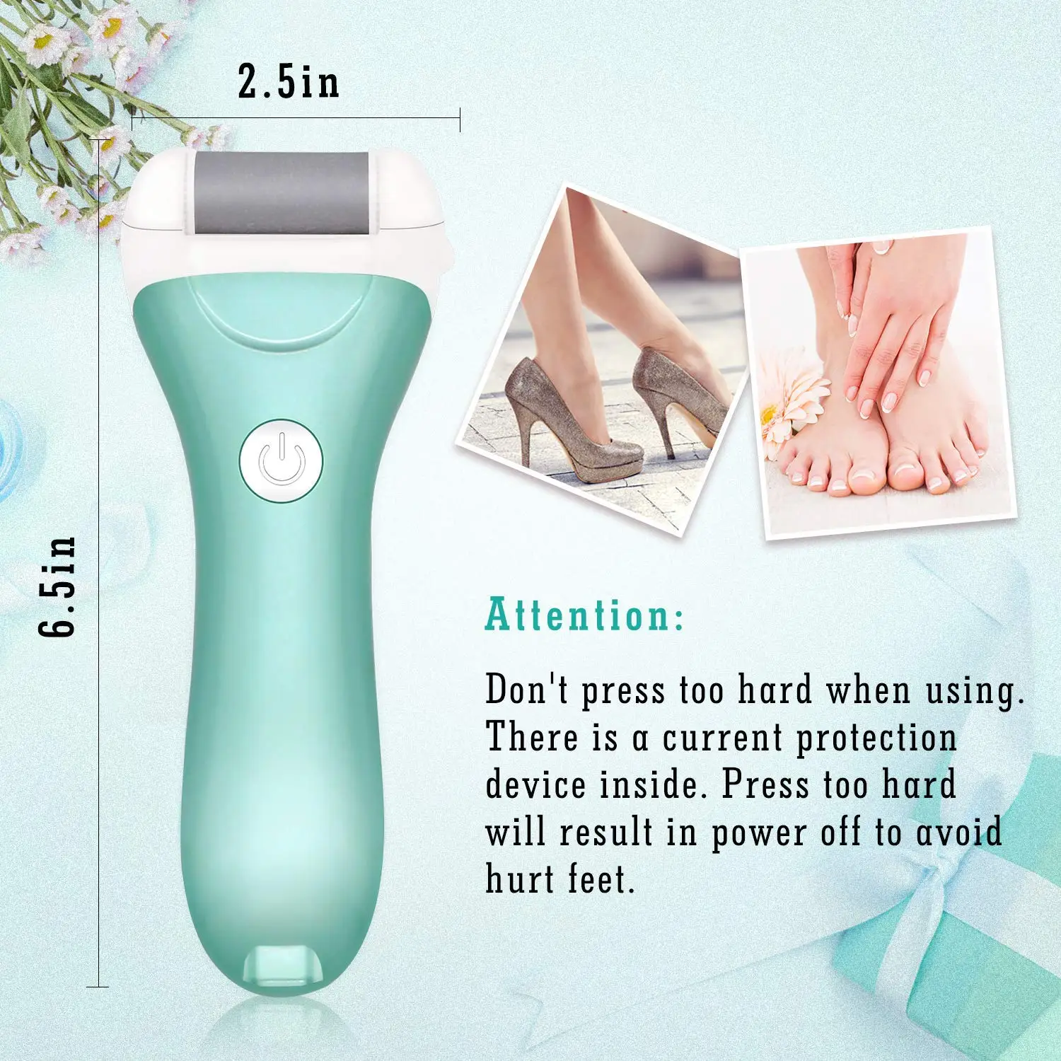 Portable Electric Vacuum Adsorption Foot Grinder Electronic Foot File Pedicure Tools Callus Remover Feet Care Sander Green 2Pcs