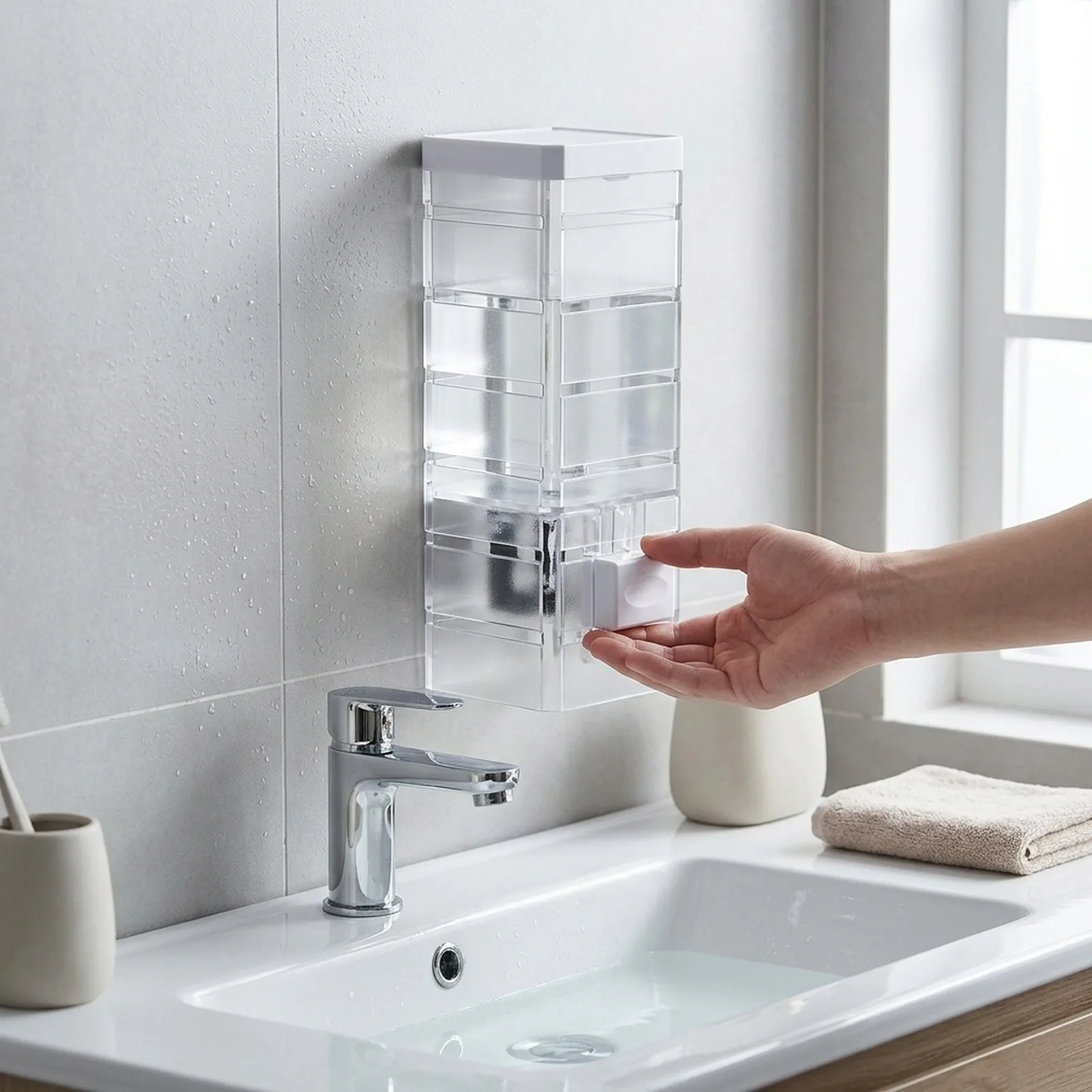 Manual Soap Dispenser 250ml Wall Mounted Transparent Design for Bathroom Kitchen Office Use Suitable for Soap Shampoo Gel