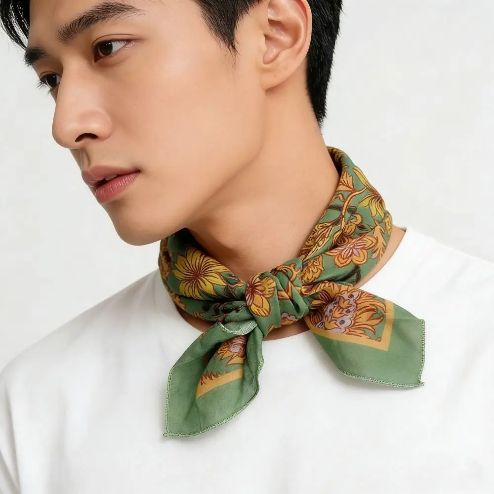 

Элегантный тонкий хлопковый квадратный платок в корейском стиле, дышащий, маленький, для волос, повязка на голову, квадратная косынка для отпуска