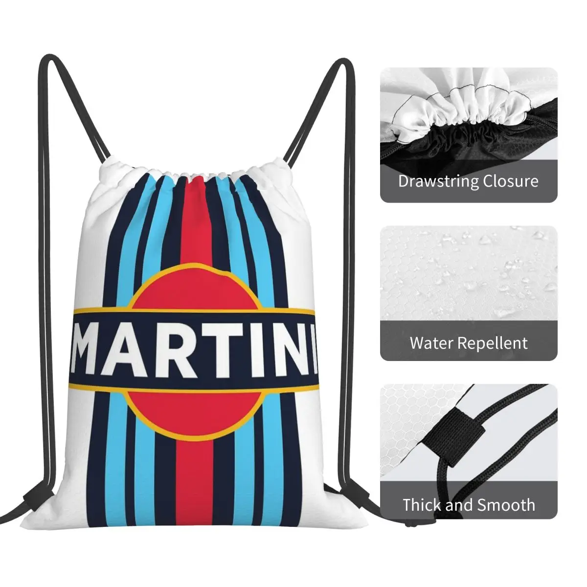 Mochilas Martini Racing, bolsas portátiles con cordón, paquete con cordón, bolsa deportiva de bolsillo, bolsas para libros para viajes escolares