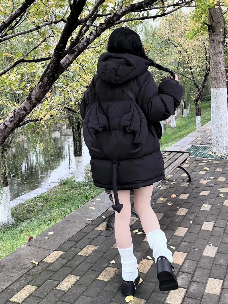 

Cute Cool Cotton Jaet Women's Winter Loose Thiened Fce Lined Bread Sle Coat Korean Version Embroidered Zipper Closure