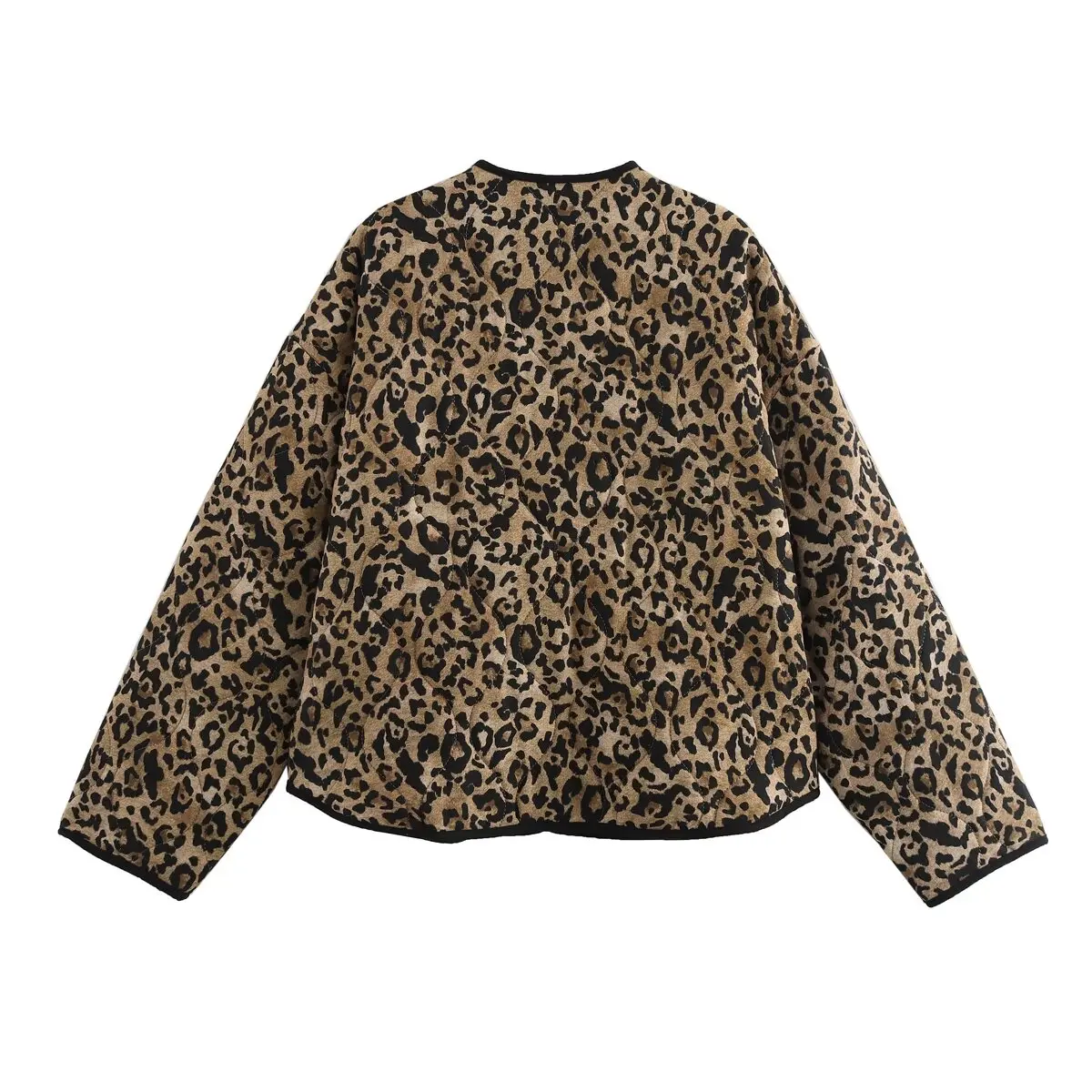 Tangada Women Leopard Oversize Coat 2024 Winter Female Parkas Overcoat QD0141