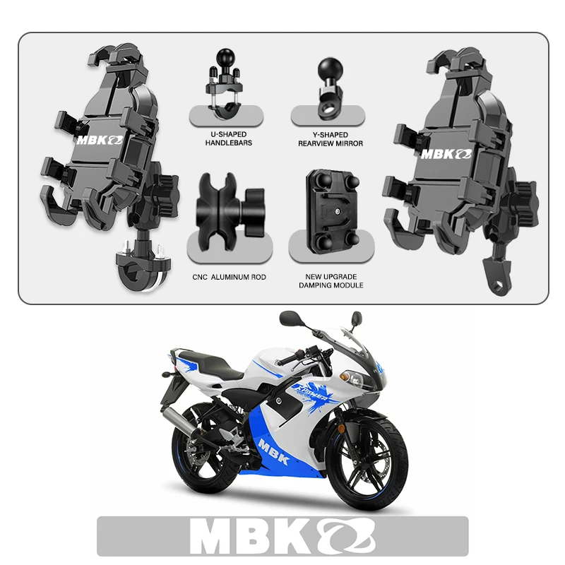 

Phone Mount Stand Motorcycle Holder 360° Rotatable ABS Adjustable For MBK Booster 50CC Spirit Nitro 50 50CC Stunt Cityline