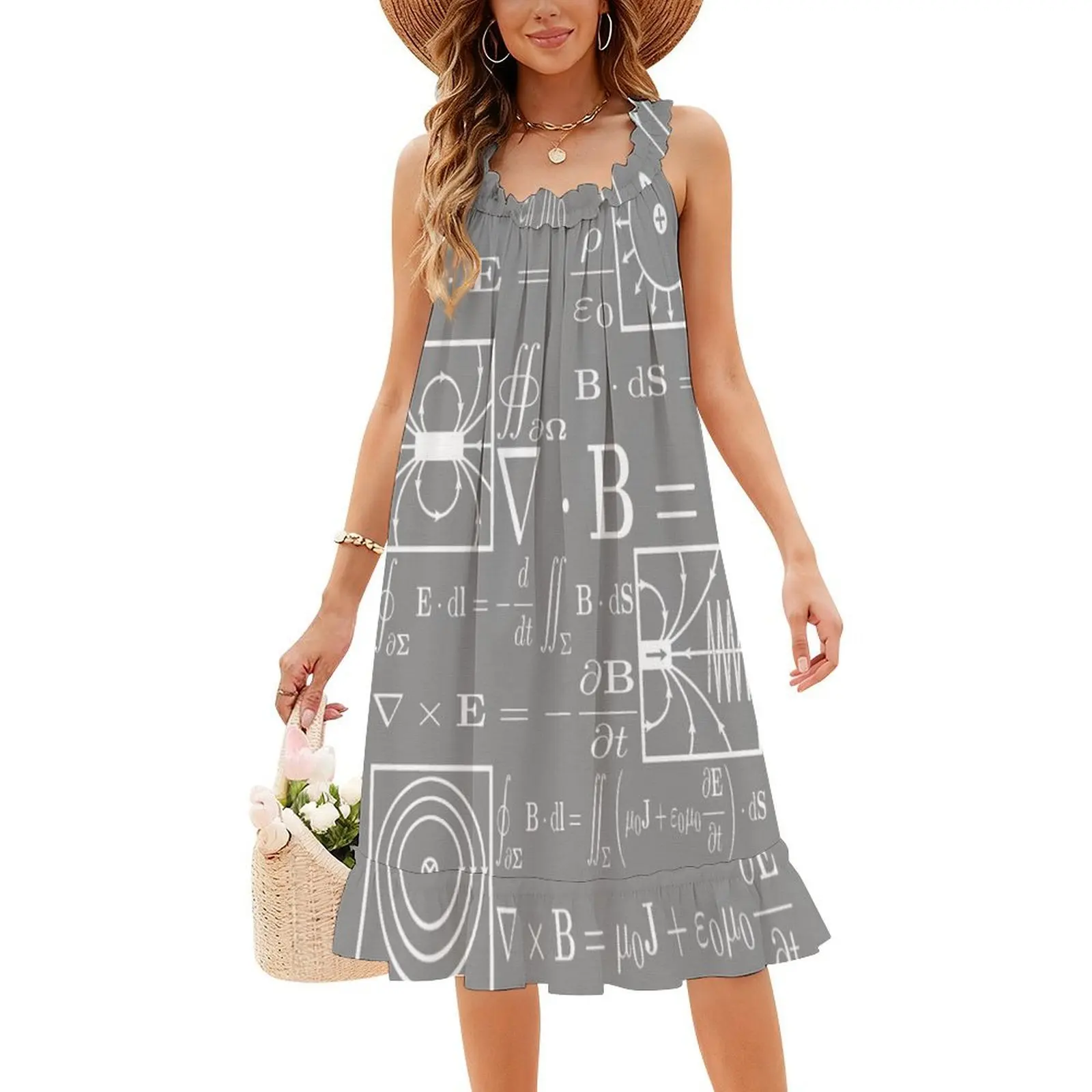 فستان ماكسويل معادلات بوهيمية بدون أكمام متعدد الطباعات لحفلات عطلة الشاطئ فستان جيمس كليرك ماكسويل كارل فريدريش #4