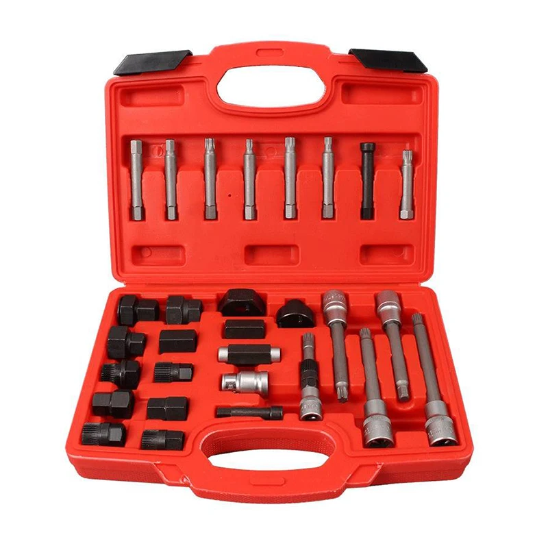 30Pcs Alternator Freewheel Pulley Remover Set Disassembly Socket Bit Hand Tool