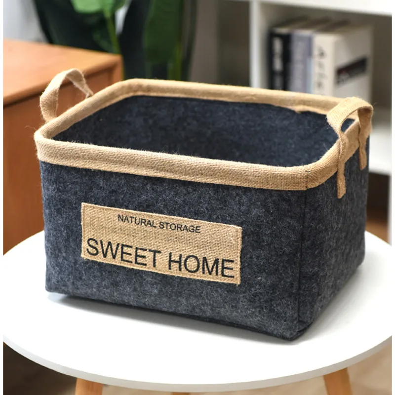 Scandinavian Felt Storage Basket Toy Organizing Bin Snack Sorting Basket Fabric Laundry Hamper Wardrobe Clutter Organizer Bag