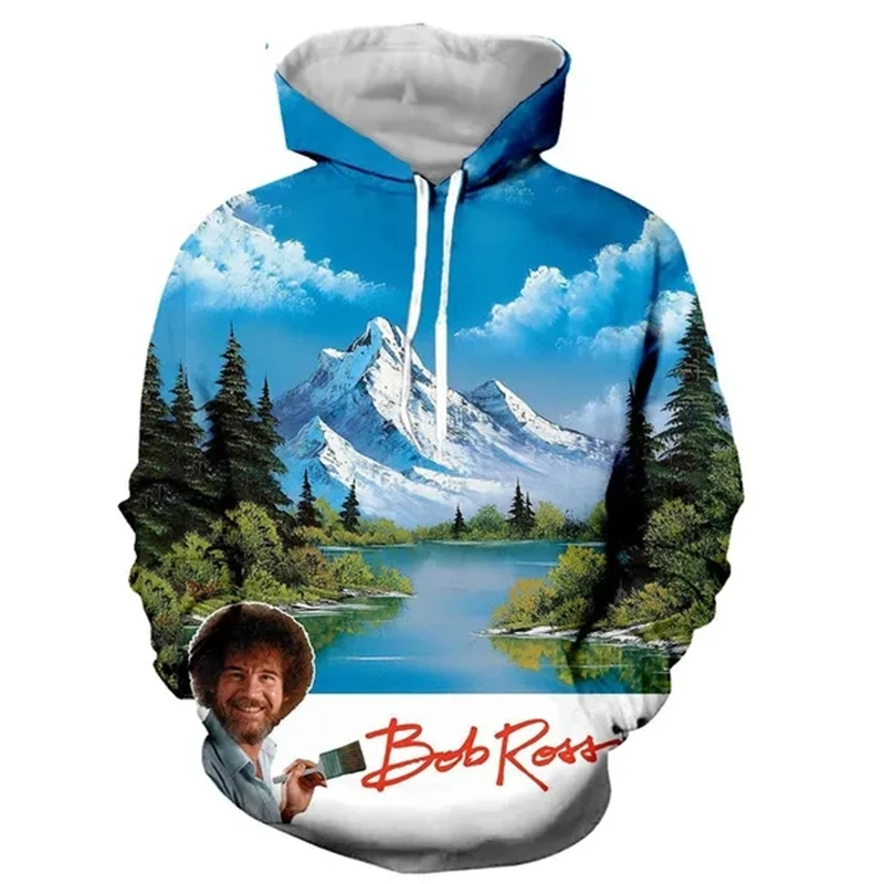 

New Arrive Bob Ross 3D Print Hoodies For Men Women Clothing Casual Fashion Long Sleeve Pullover Sweatshirt Hoodies High Quality