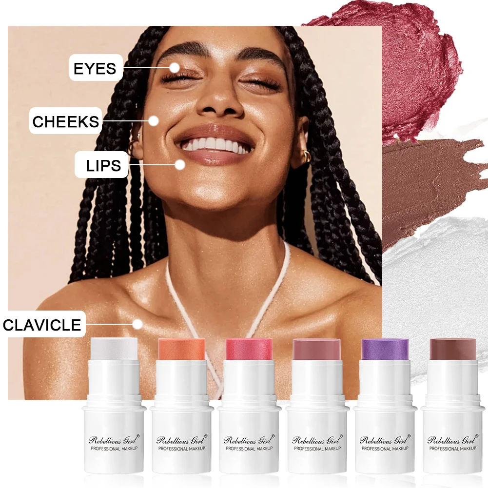 6 色シマーウォーターライトハイライタースティックブラッシュスティックメイクアップフェイスボディイルミネーター化粧品顔輪郭明るくメイクアップ