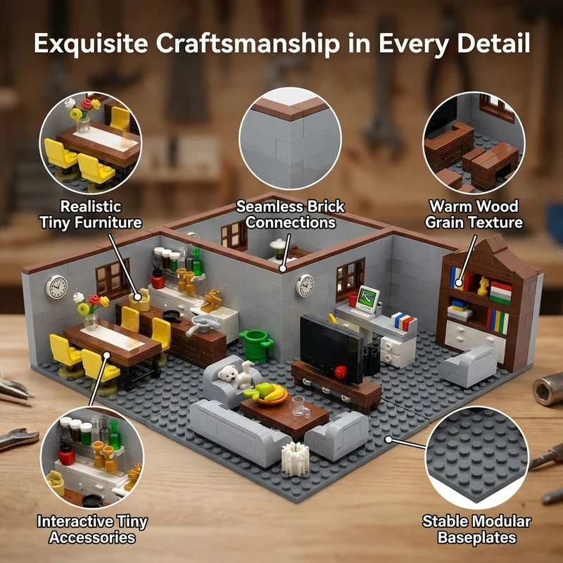 City House Building Blocks Toys for Children Boys Girl DIY Gifts MOC Bricks Bedroom Living Room Furniture Model Juguetes Bloques view 4
