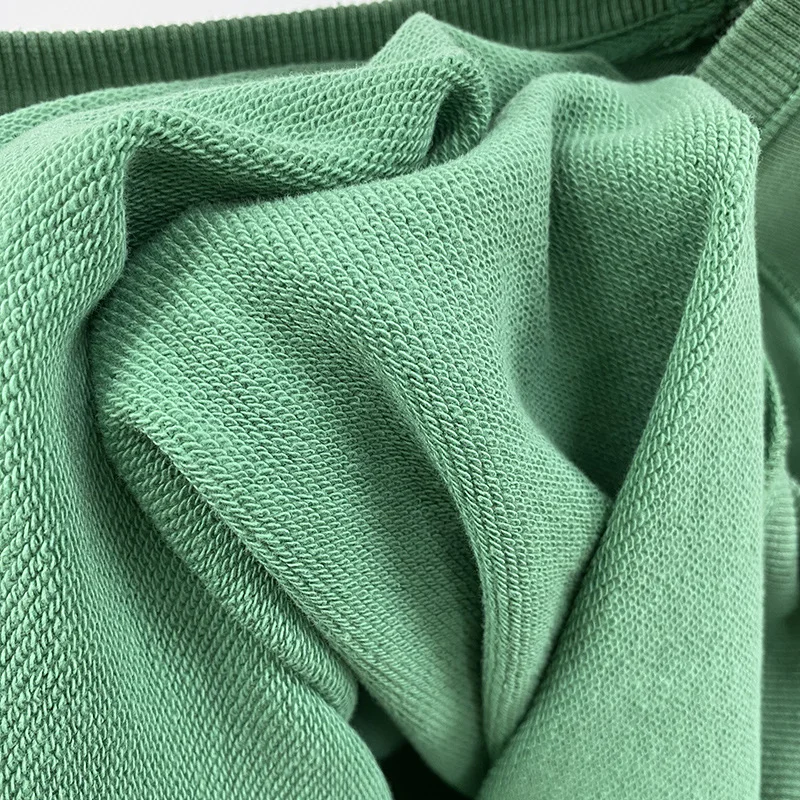 Women Green Pullover Love Embroidery Cotton Tops Female O-Neck Sweatshirts Casual Long Sleeve Sweatshirt Loose Winter Tops