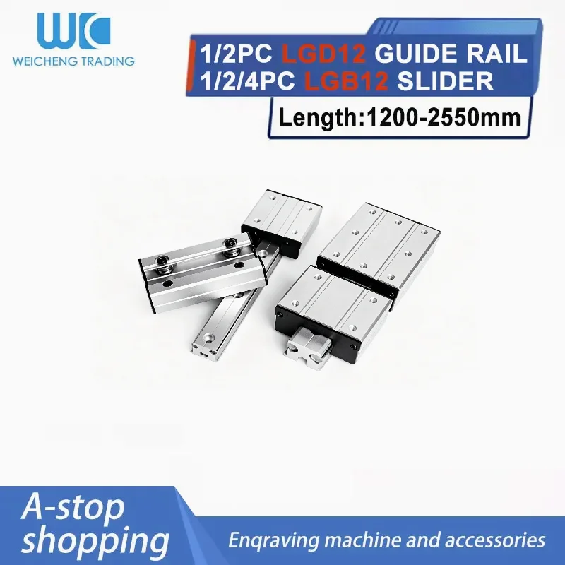 1/2PC LGD12 Linear Guide Rail Set LGB12-100L-6 LGB12-140L-4 LGB12-140L-4 Slider Block 1200-2550MM CNC Linear Motion Accessories