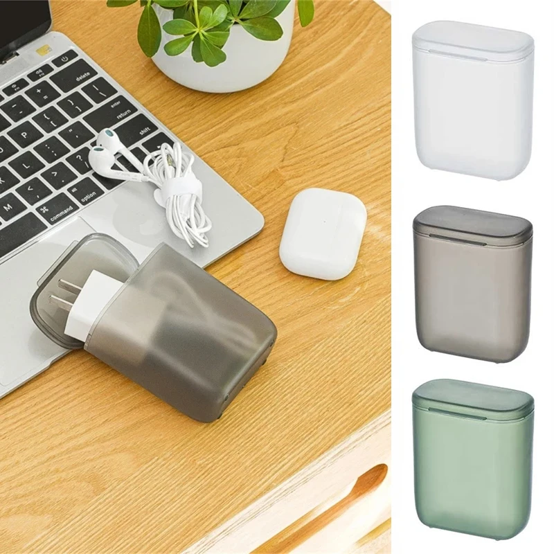 1/3pcs Desktop Data Cable Storage Box Dustproof Headphone Organizer Box With Cover Clear Cable Wire Container Box in Home Office