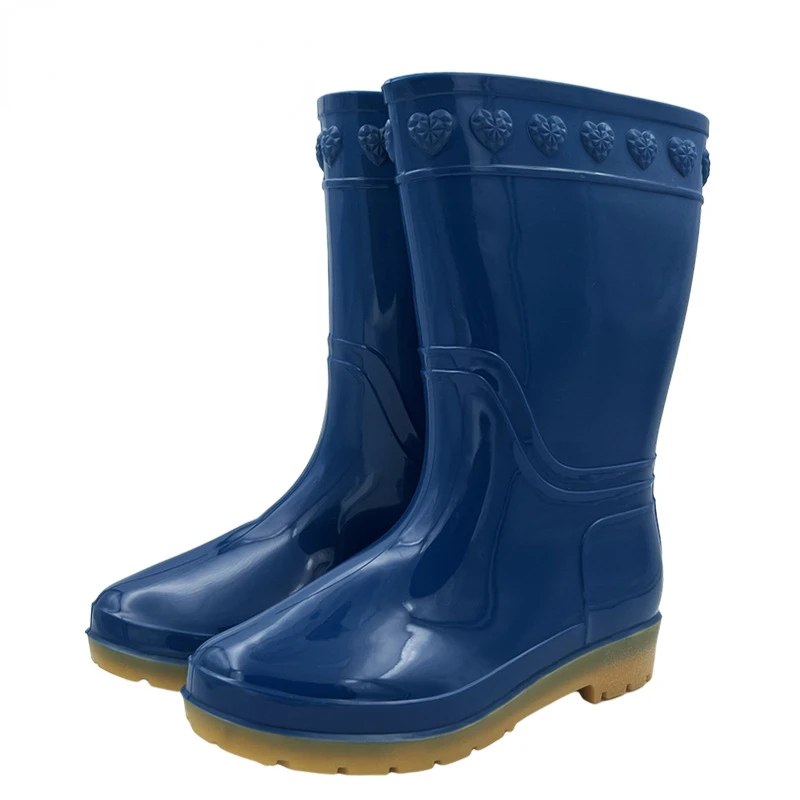 New Women Fashion Mid-calf Rain Boots Waterproof PVC Rainboots Outdoor Non-slip Water Shoes Wellies Boots