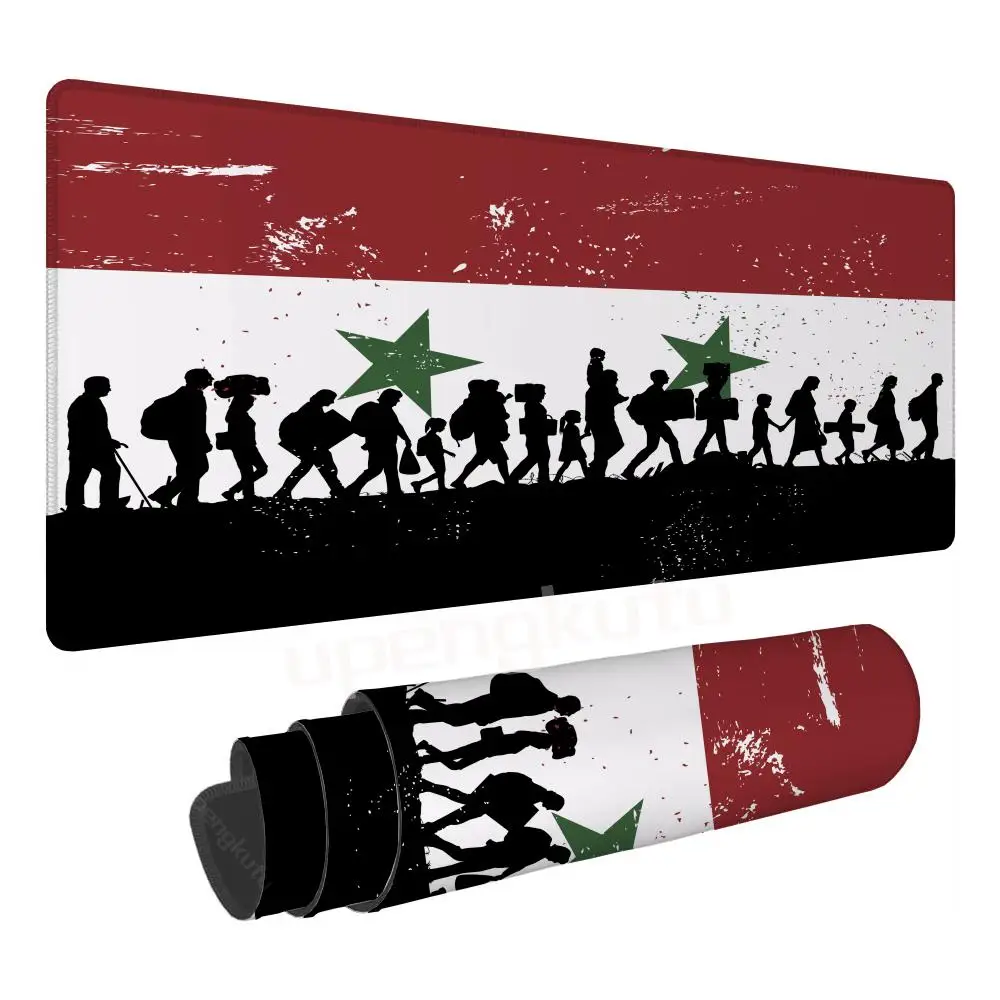 XXL 900x400mm Rubber Syrian Revolution Flag Mousepad Gaming Office Desk Pads Large For Computer Non-slip Lockedge Mouse Pad