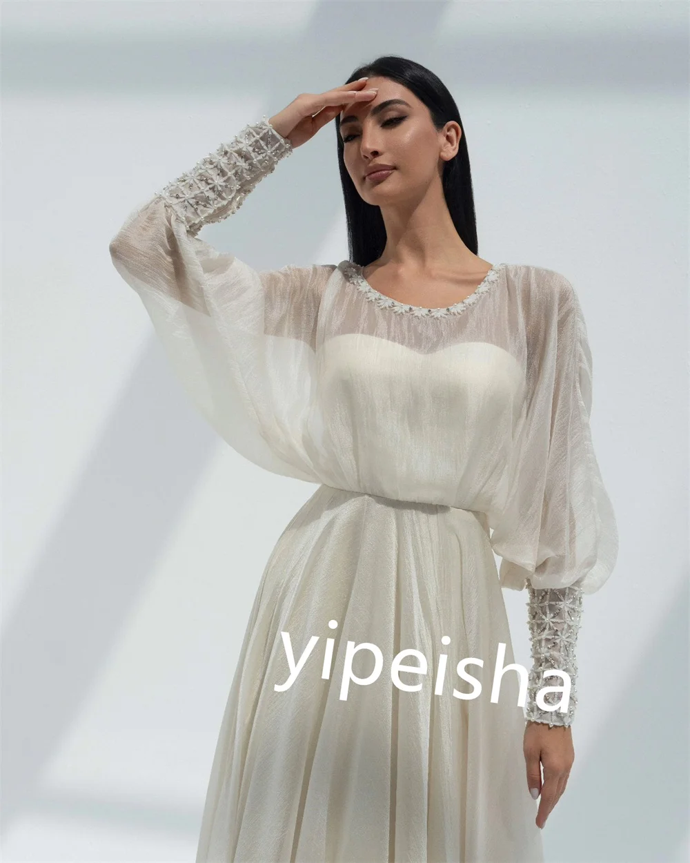 Abiti da sera midi con scollo rotondo a trapezio con paillettes in chiffon unisex personalizzati Abiti da sera Pastrol Elegante abbinamento intricato