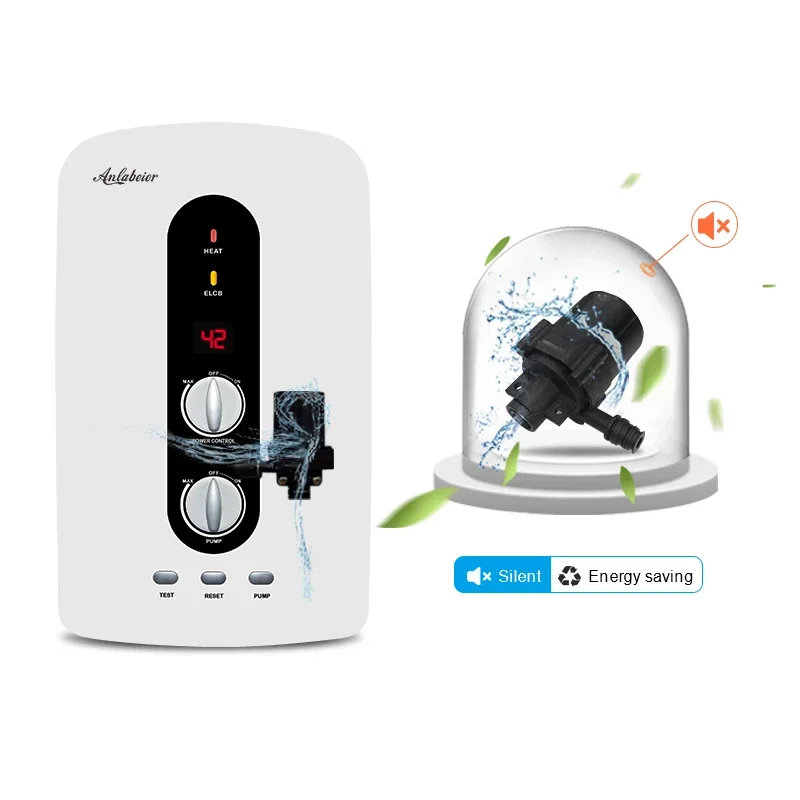 Winter Ice BathODM Built In Water Pump Tankless Bathroom Hot Shower Instant Electric Water Heater With 30w Mini Booster Pump