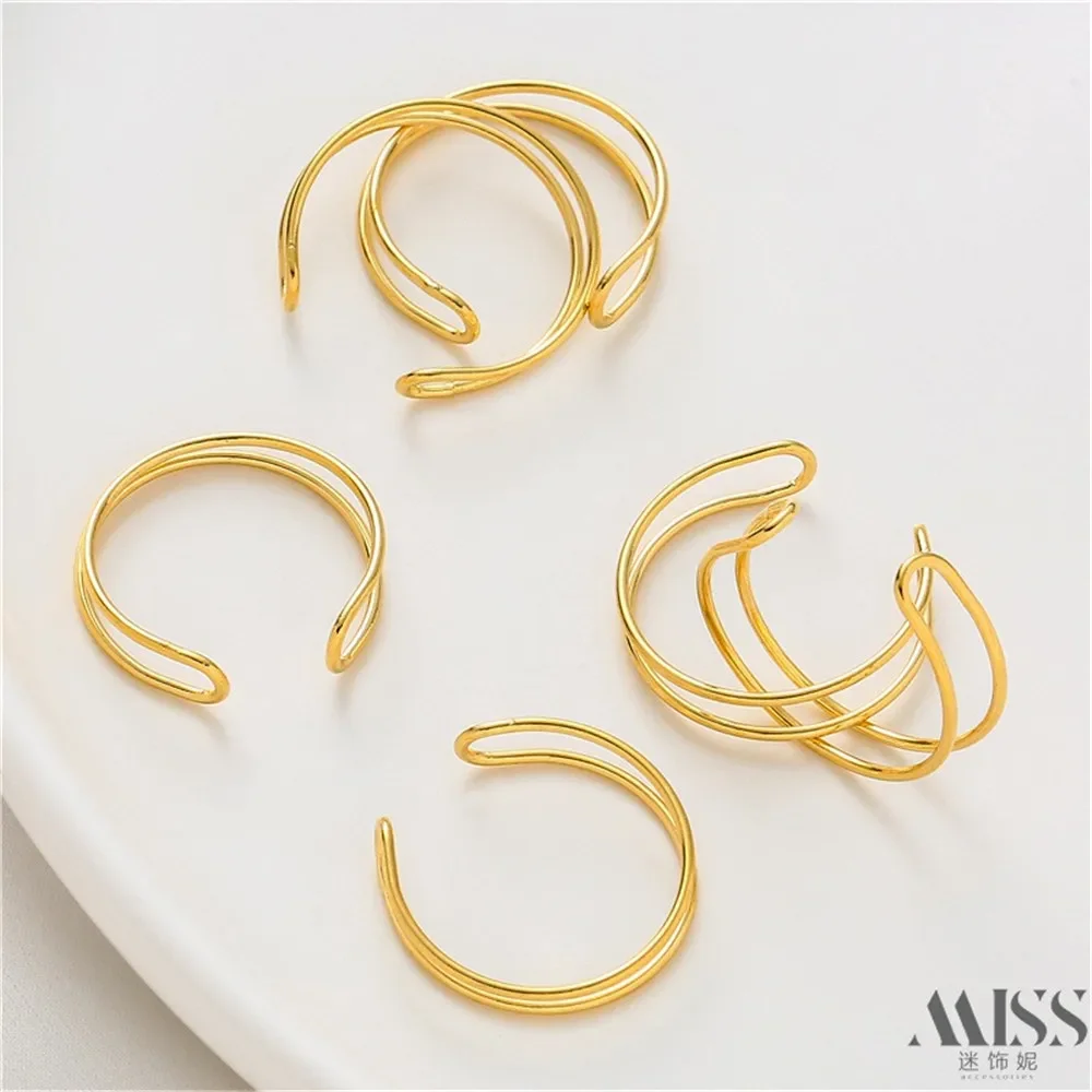 14K الذهب ملفوفة السلس مزدوجة حبلا مزدوجة سلك حلقة DIY بها بنفسك اكسسوارات كليب حبة لف خاتم مزدوج الدائري المواد #3