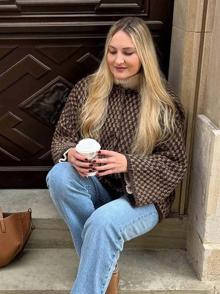 

HH женские элегантные свободные вязаные кардиганы в уличном стиле женские осенние однобортные однобортные карманные украшения с длинными рукавами повседневное пальто