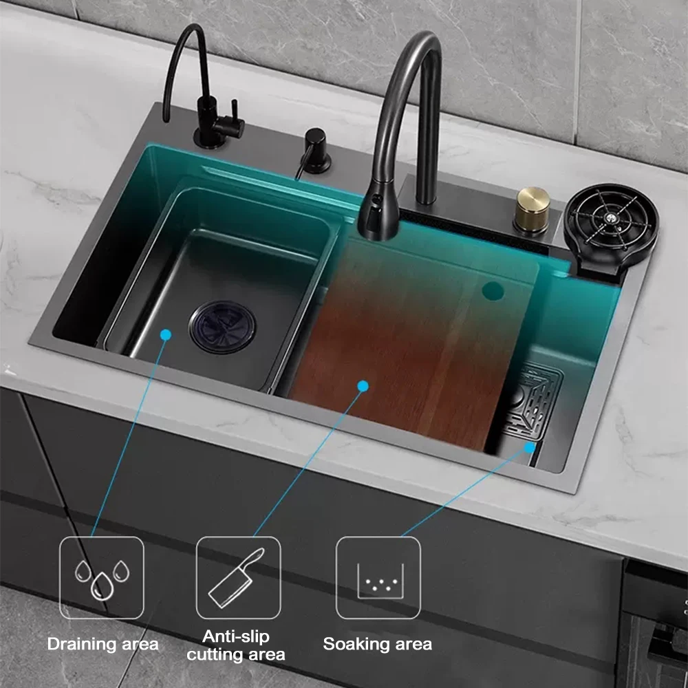 Custom Fregadero Deep Basin Nano For Kitchen Sink With Cup Washer Under Mount Embedded Kitchen Sink