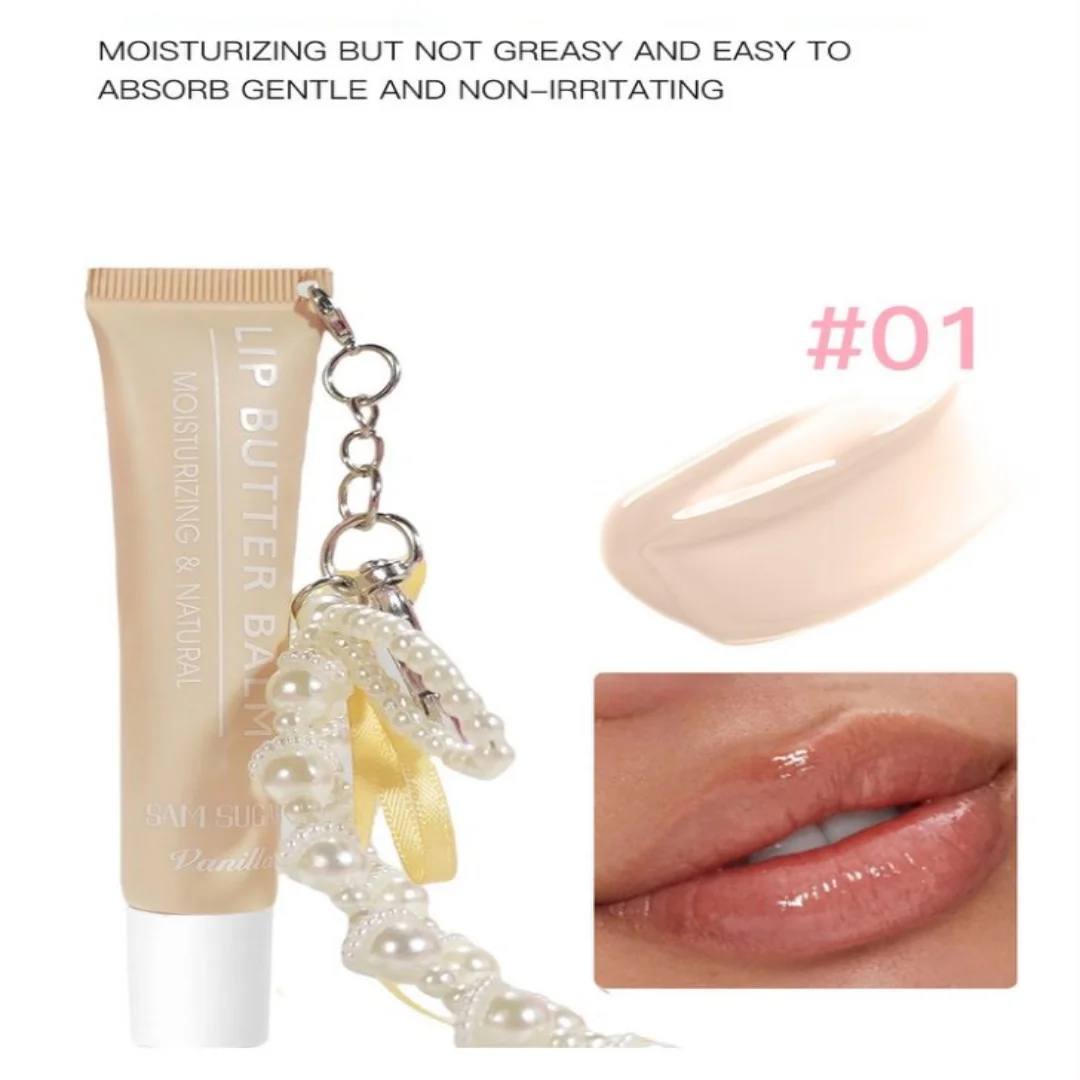 ترطيب ضوء الماء مرآة ملمع الشفاه خرطوم زبدة الشفاه بلسم مع سلسلة اللؤلؤ الصقيل مقاوم للماء أحمر الشفاه السائل طويل الأمد #1
