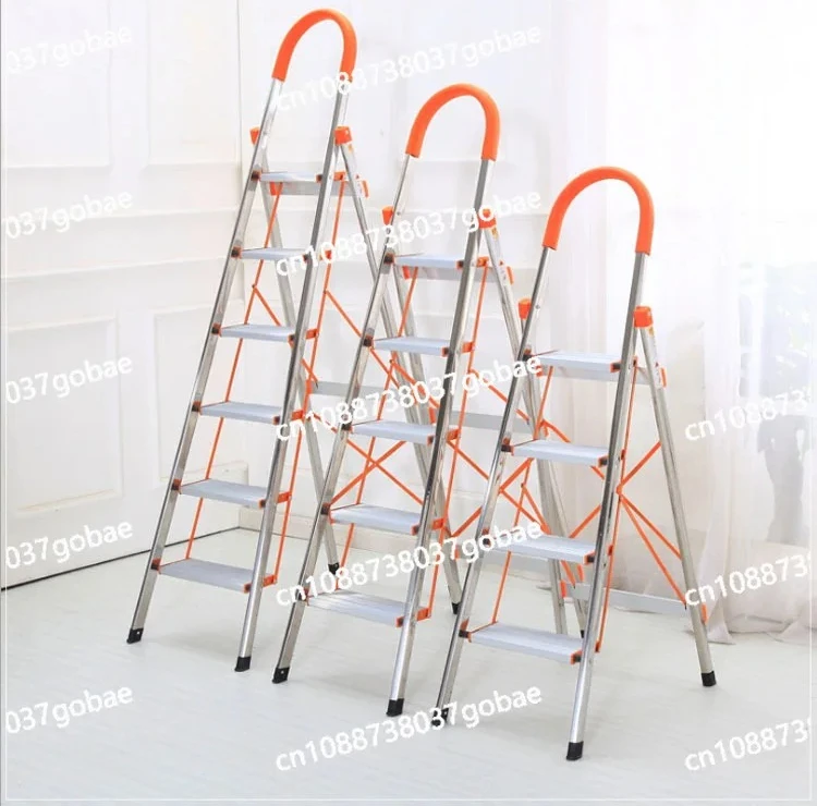 Household D-type stainless steel ladder portable folding herringbone ladder
