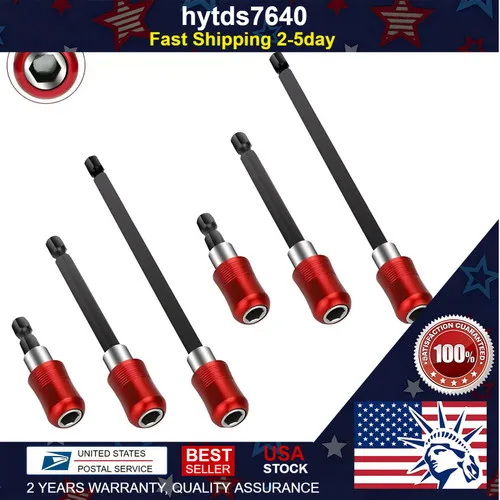 6個入り 1/4インチ 六角軸 クイックリリース マグネット式ドリルビット ドリルビットツールセット 3サイズ レッド ドライバービット エクステンションバー ホルダー