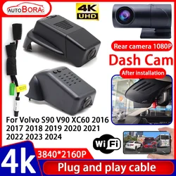 Video Recorder Night Visio 4K Plug and Play Car DVR Dash Cam for Volvo S90 V90 XC60 2016 2017 2018 2019 2020 2021 2022 2023 2024