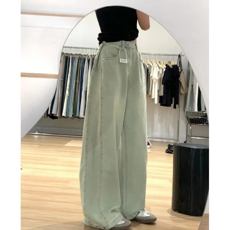 

Women's Oversized Loose Jeans American Retro Light-Colored Jeans High Waist Straight Loose Trousers