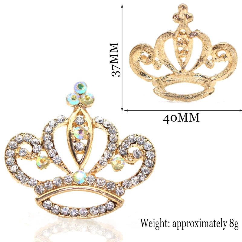 New 5PCS40 * 37MM Alloy Crown Rhinestone Edge Jewelry Accessories Flat Bottom Colorful Clothing Hair Decoration Materials