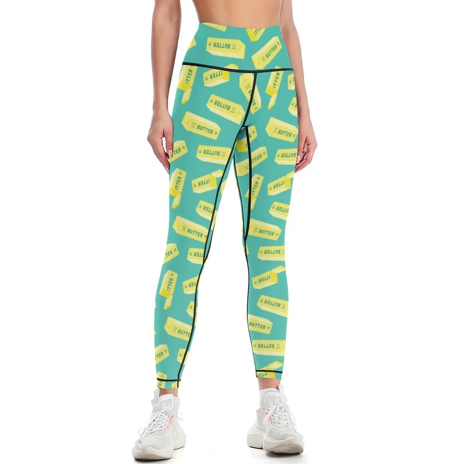 Butter Sticks on teal Leggings for physical Women sports Female legging pants Womens Leggings