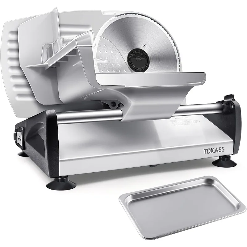 

Meat Slicer,TOKASS Electric Deli Food Slicer with Removable 7.5’’ Stainless Steel Blade, Adjustable Thickness Meat Slicer