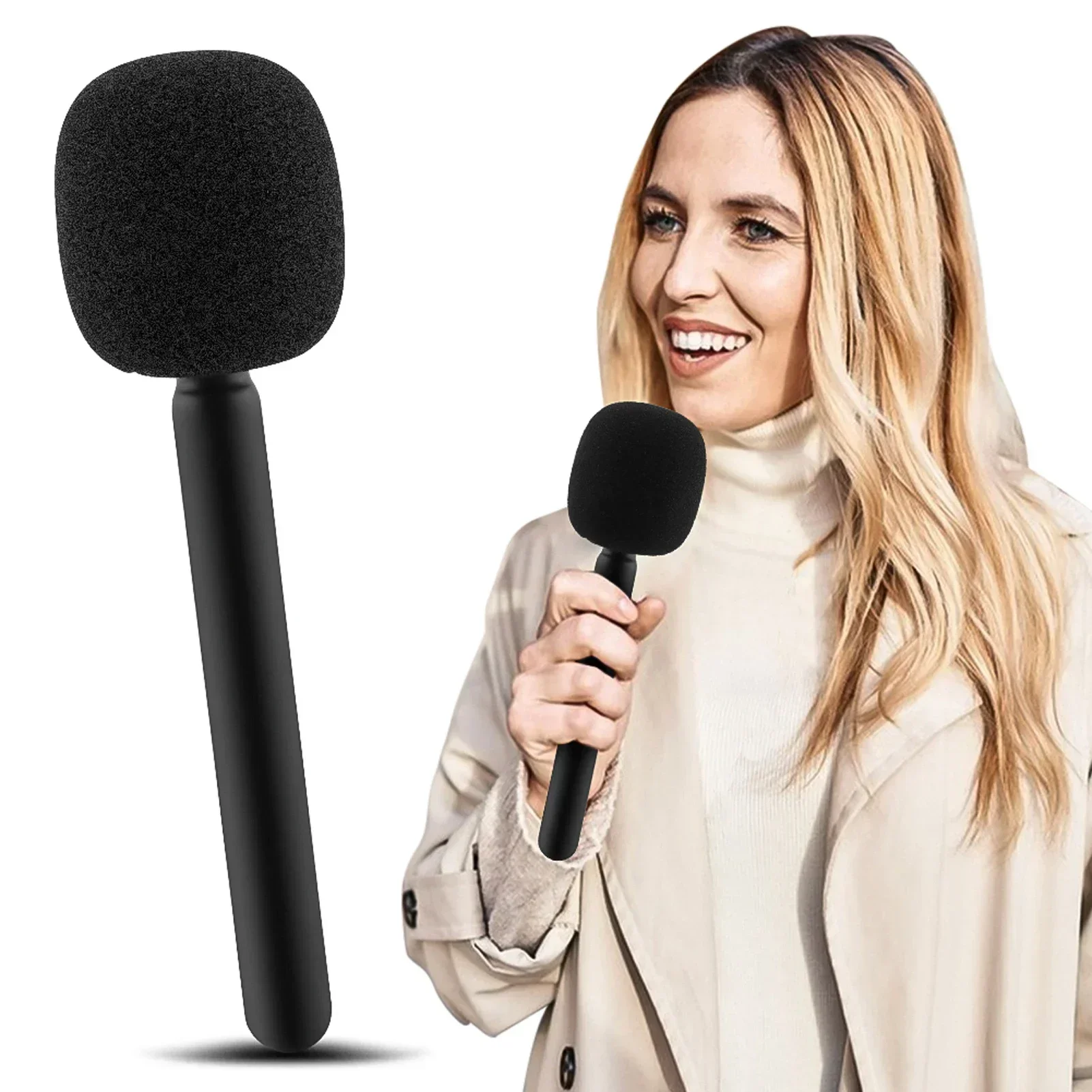 محول محمول جديد خفيف الوزن مع ميكروفون مقابلة إسفنجية لمعالجة المشهد ومراسل تلفزيون الأخبار الاحترافي في الهواء الطلق فقط