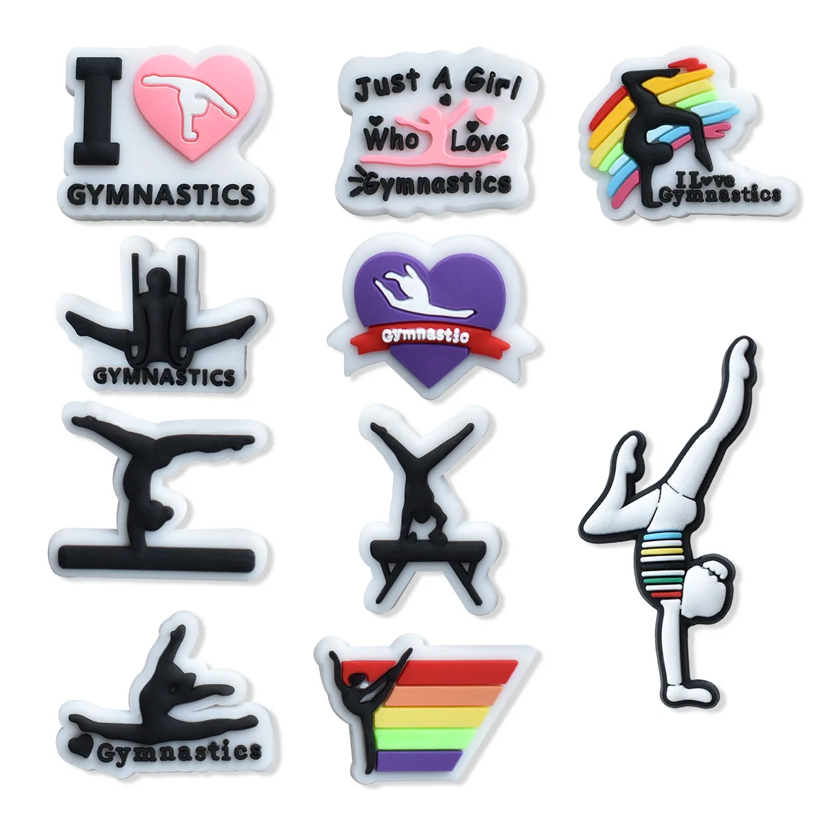 

1Pcs PVC Gymnastics Yoga for Crocs Charms DIY Badge Unisex Sandals Buckle Kids Pins Decoration Jeans Shoe Accessories X-mas Gift