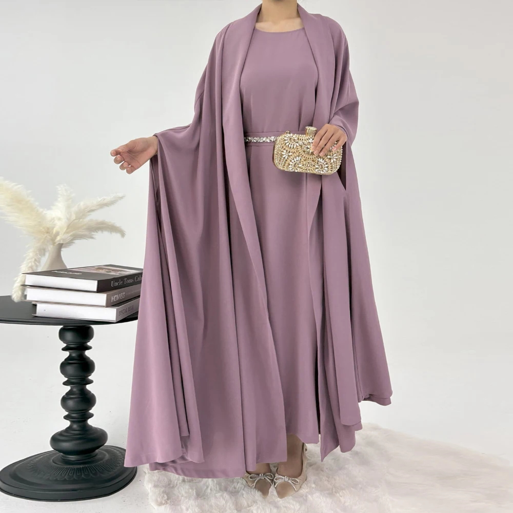 

Eid Party Abayas Set 2 Piece Ramadan Women Kimono Cardigan Robe Islam Jalabiya Muslim Dress Kebaya Caftan Marocain Femme Kaftan