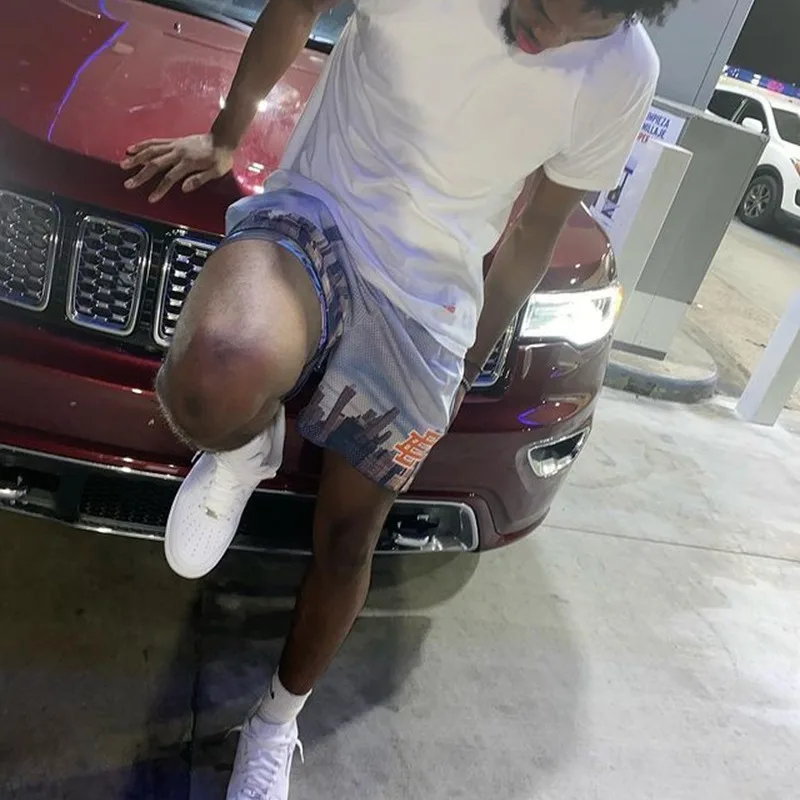 الأساسية كرة السلة قصيرة نيويورك سيتي سكاي لاين الرجال السراويل غير رسمية اللياقة البدنية السراويل الرياضية الصيف الصالة الرياضية تجريب شبكة السراويل