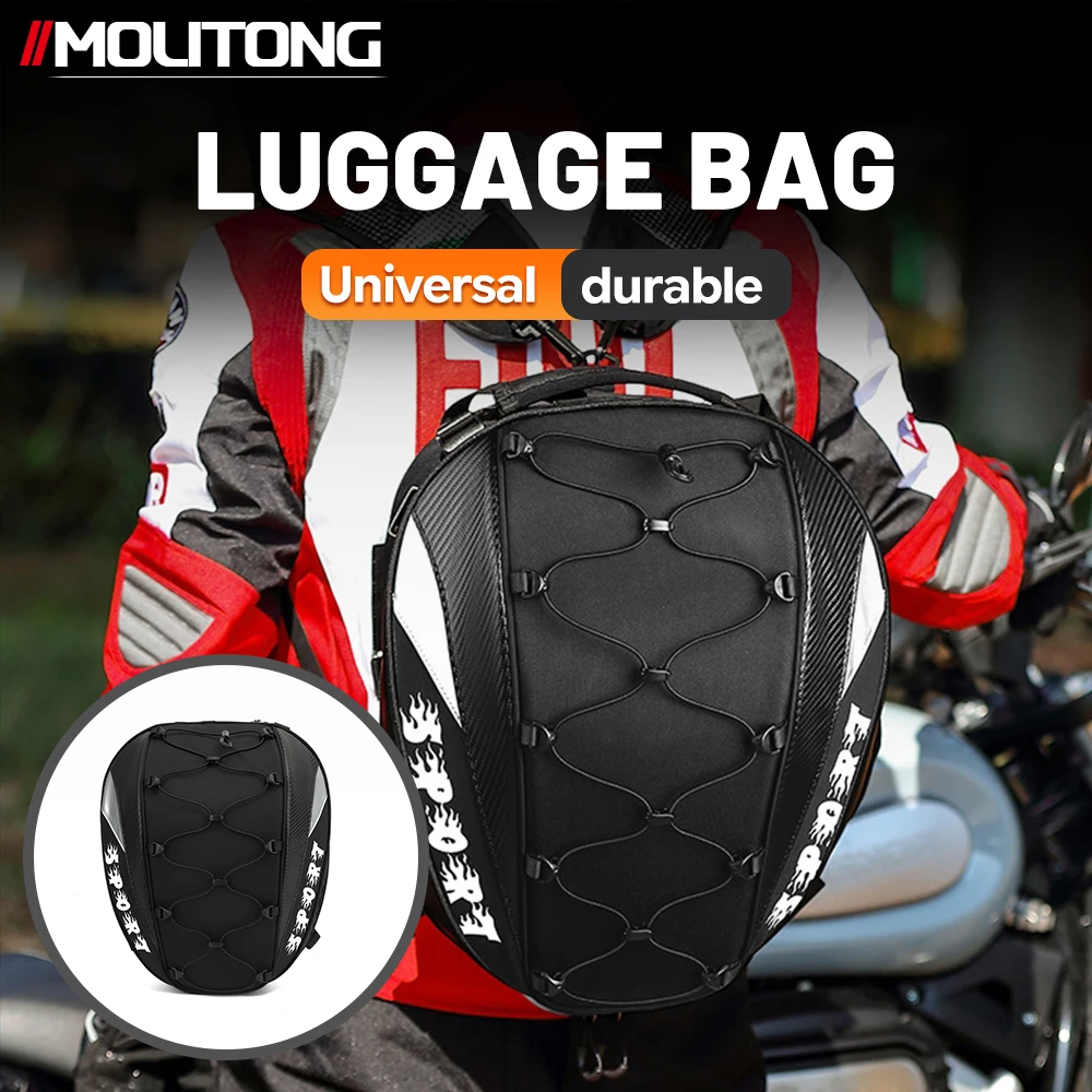 Motorcycle Full Helmet Backpack Waterproof Large Capacity Unisex Rear Seat Moto Touring Bag