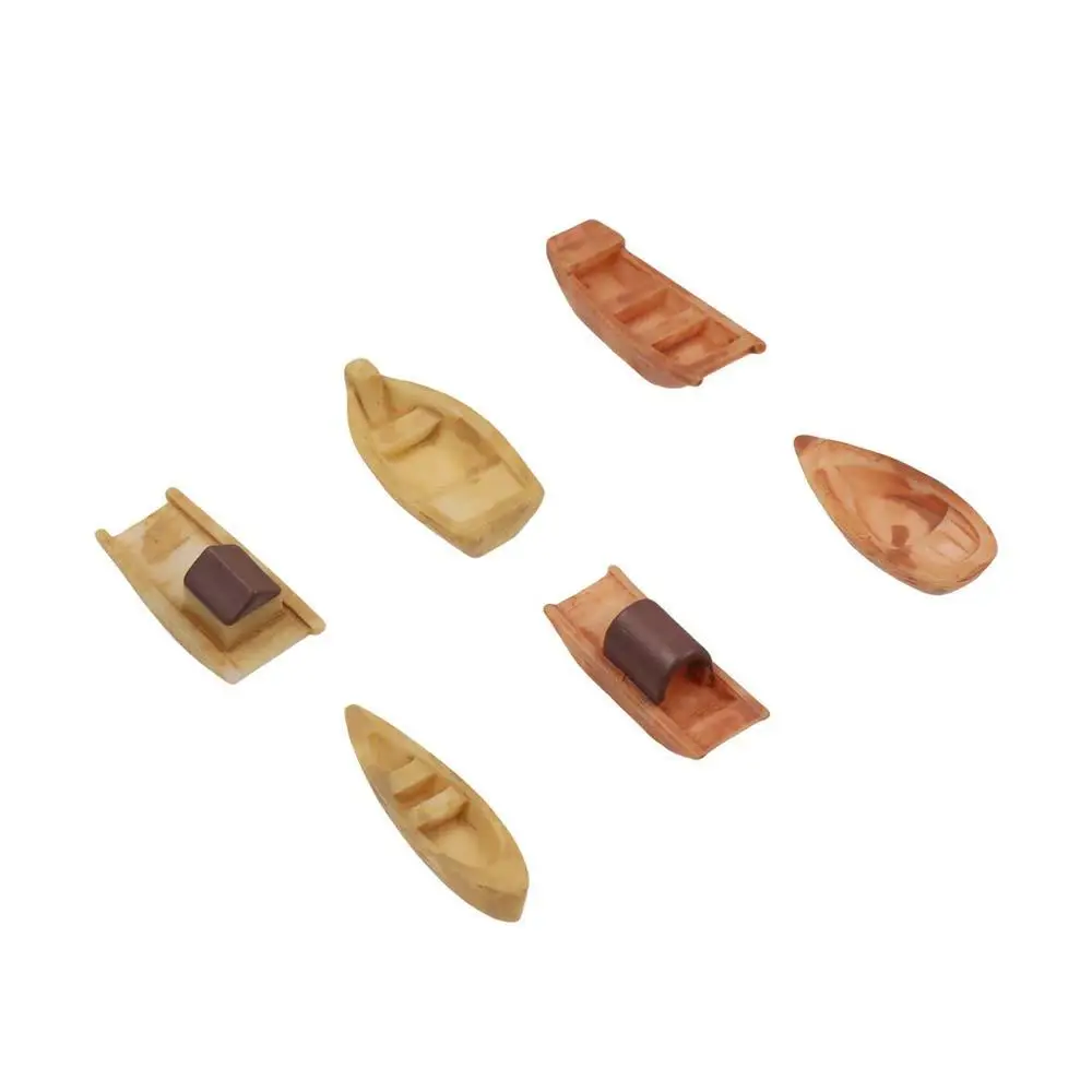 Micro Landscape Micro Landscape Boat Resin Awning Boats Mini Boat Fish Tank Decoration Wooden Boat Retro Figurines
