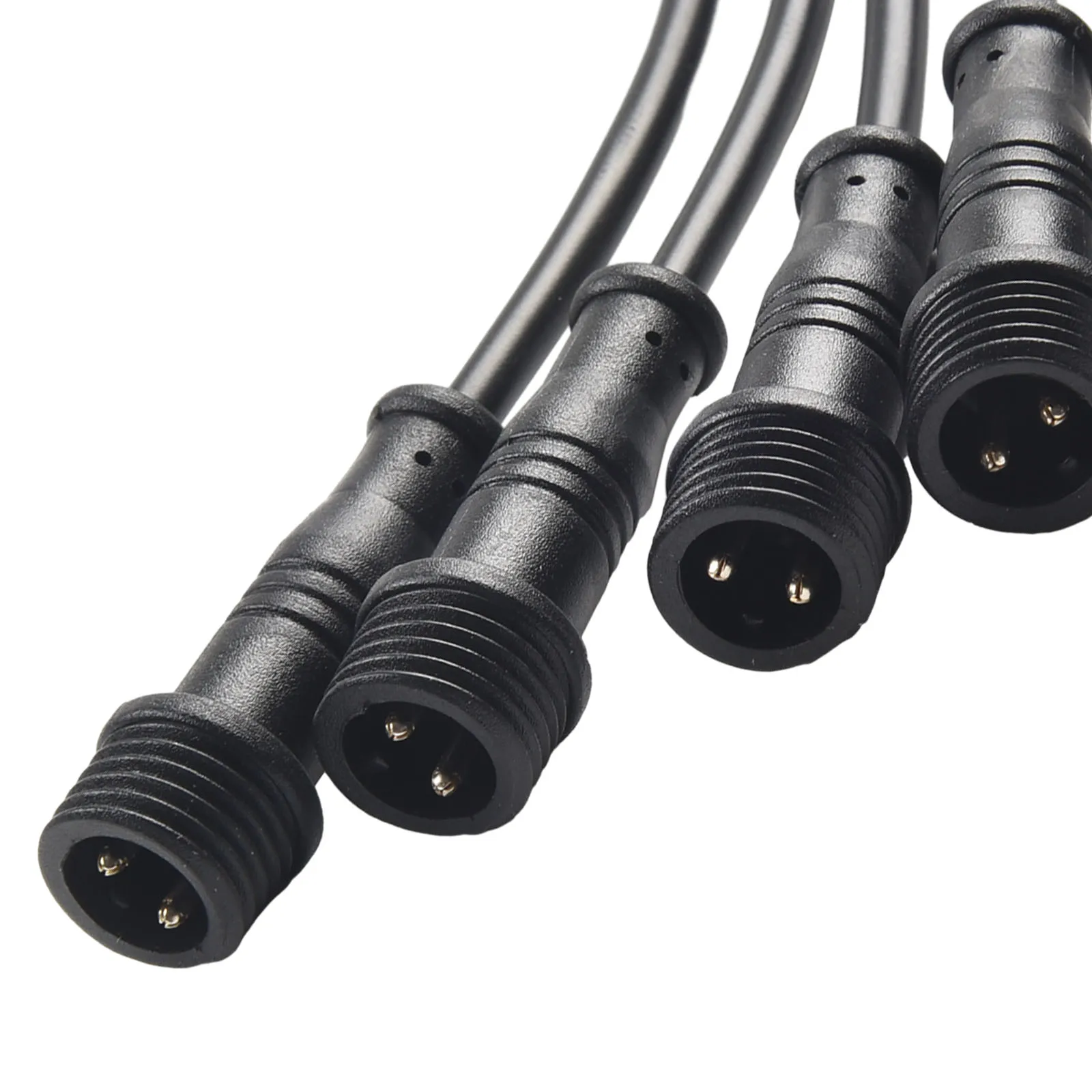 Conectores à prova d'água para trabalho elétrico otimizado 5 pares de conector à prova d'água IP65 de 2 pinos com cabo preto M/F de 20 cm 22AWG