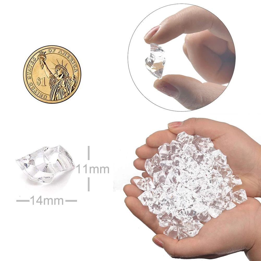 Acrylic Simulation Ice Cubes 100PCS Transparent Ice Rocks Artificial Decorations for Bar Hotel Wedding Party Home