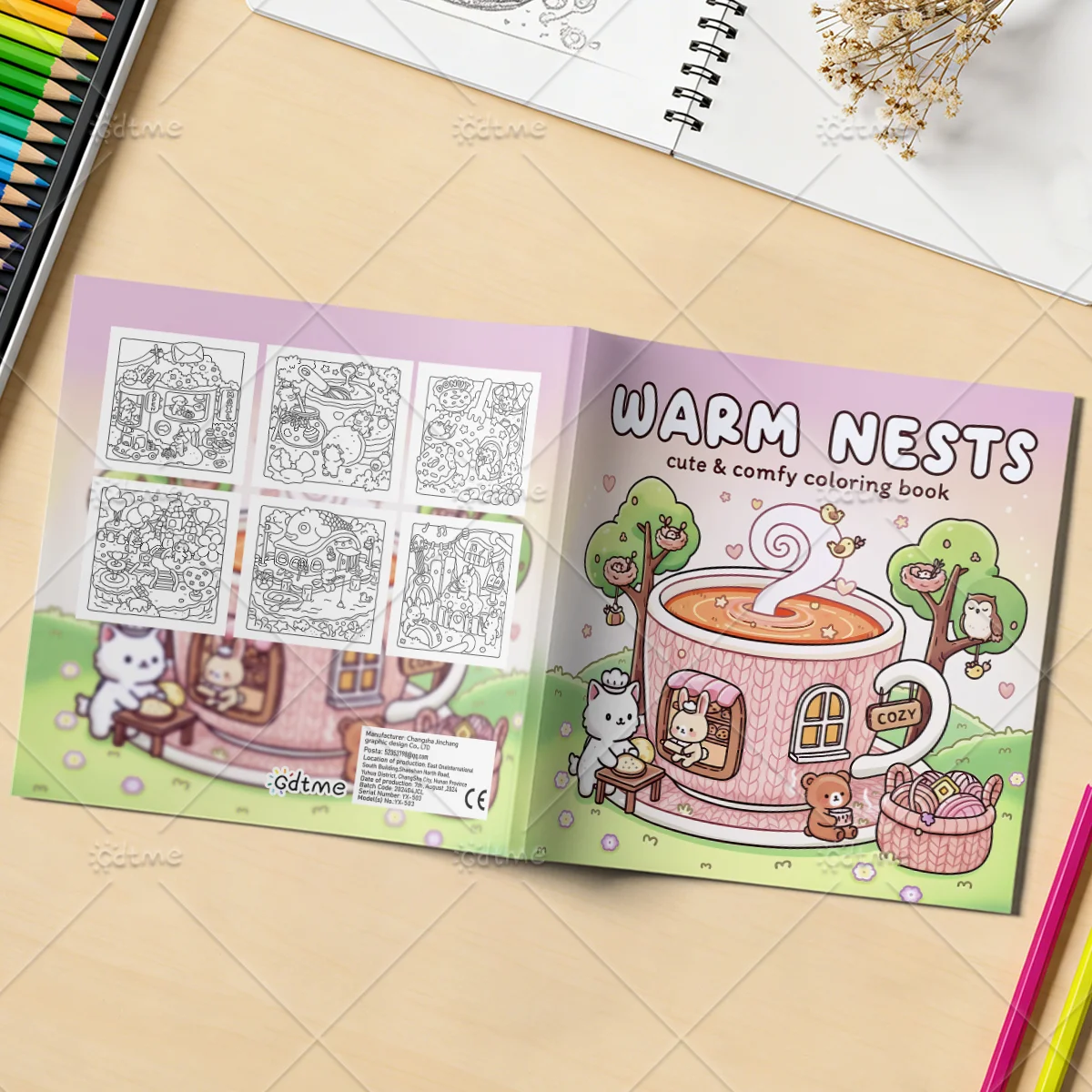 WARM NESTS Malbuch mit einfachen Mustern für Erwachsene, niedliches Zeichenbuch, perfektes Geschenk für Party und Geburtstag ﻿ – Detail 2
