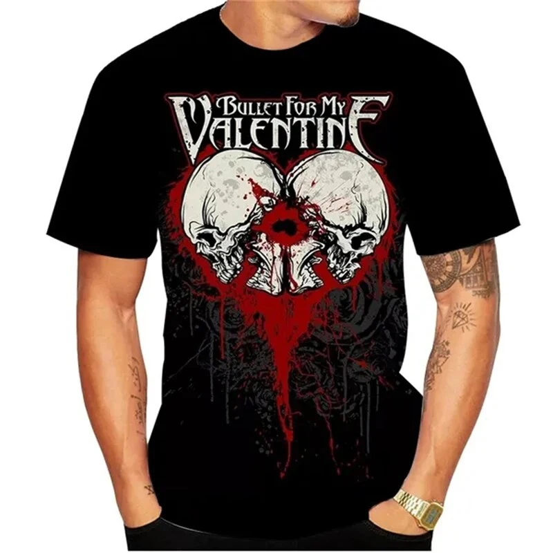 Summer Bullet For My Valentine 3D Print T-Shirt Streetwear Men Fashion Oversized O-Neck Short Sleeved T Shirt Tees Tops Clothing