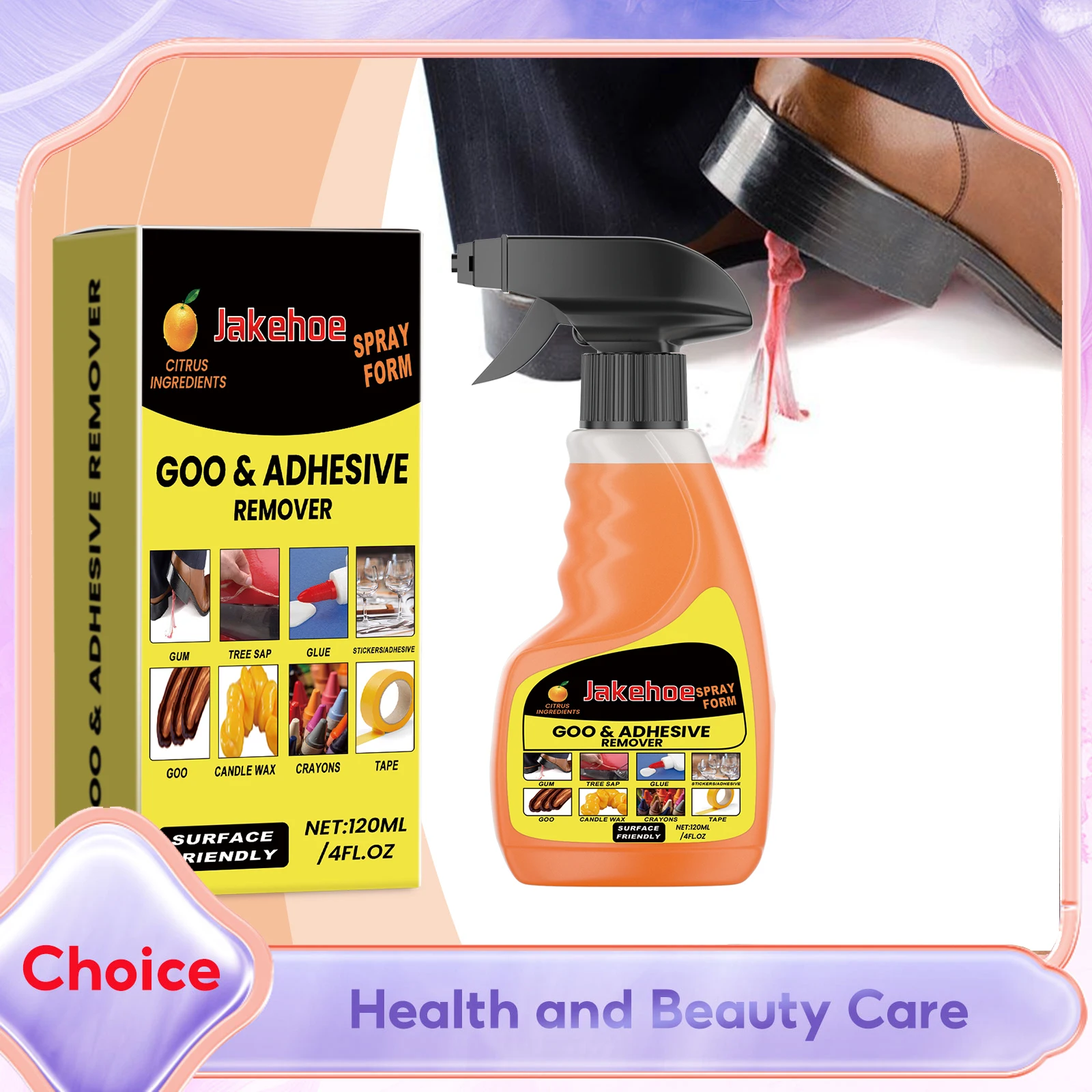 Jakehoe All Purpose Adhesive Glue Remover Sticky Residued Remover Spray Auto Car Sticker Car Glass Label Cleaner Adhesive Glue S