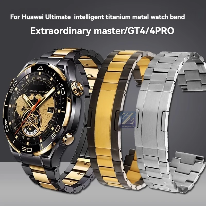 

For Huawei WATCH GT4 Ultimate Master GT4 PRO Black Gold Titanium Watch Strap Bracelet Metal Watch Chain 22mm Wristband