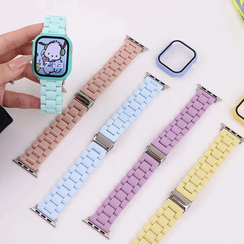 Uhrenarmband + Gehäuse + Glas für Apple Watch Band 44 mm 40 mm 38/42 mm Candy Armband iWatch Ultra2 49 mm Serie 9 8 7 6 5 4 3 Se 41 mm/45 mm
