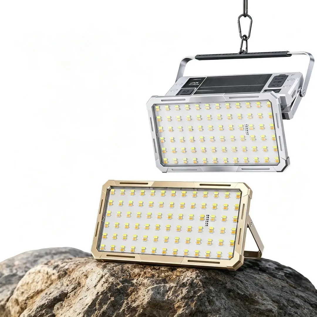 35000-10000mA Solar Rechargeable Camping Work Light Wireless Shed Light IPX5 Fishing Floodlight 7-14h Long Last Searchilight